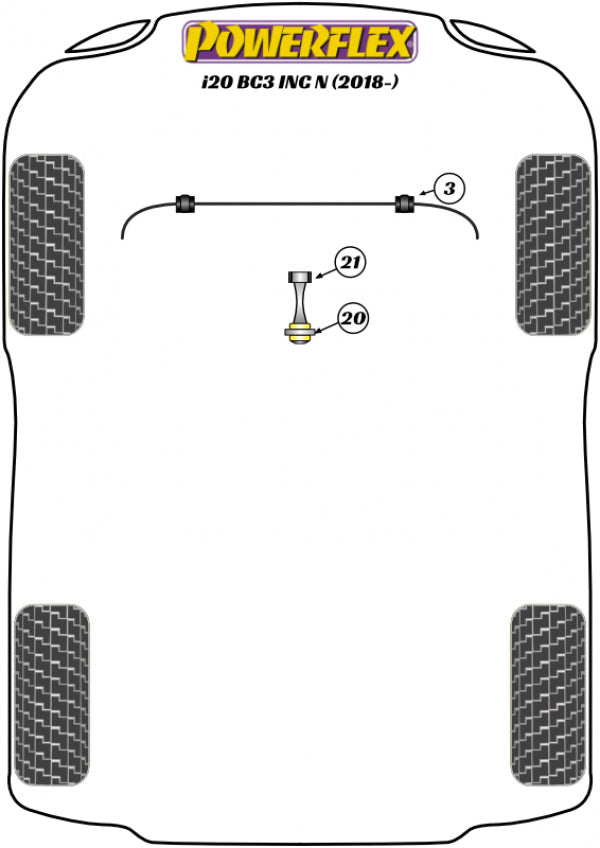 Powerflex Fast Road/Track Lower Torque Engine Mount Bush Kit - Hyundai i20N/i30N PD