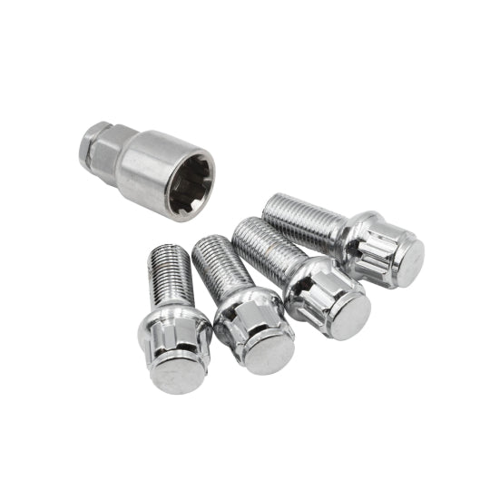 612 Premium Steel Locking Wheel Bolt Set (Chrome) Radius - M14x1.50