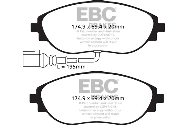 EBC Yellowstuff Brake Pads (FRONT) - Volkswagen Golf R MK7