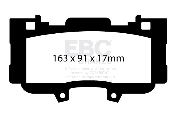 EBC Yellowstuff Brake Pads (FRONT) - Ford Mustang 2.3 Ecoboost S550