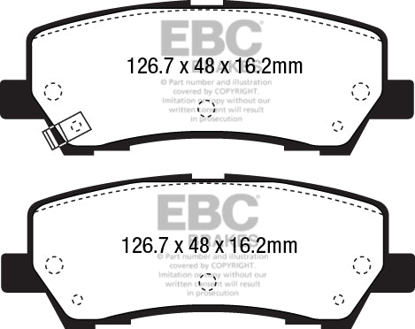 EBC Yellowstuff Brake Pads (REAR) - Ford Mustang 2.3 Ecoboost S550