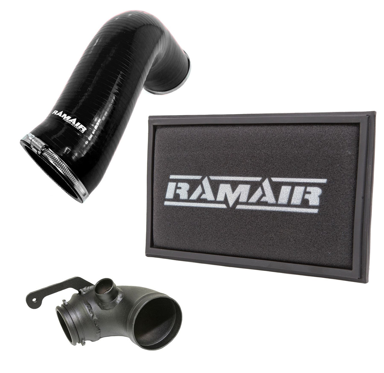 RamAir Panel Air Filter Intake Pipe Air Hose & Turbo Elbow (Black) - Audi S3 8V-TTS 8S-SEAT Leon Cupra 5F-VW Golf GTI-R MK7