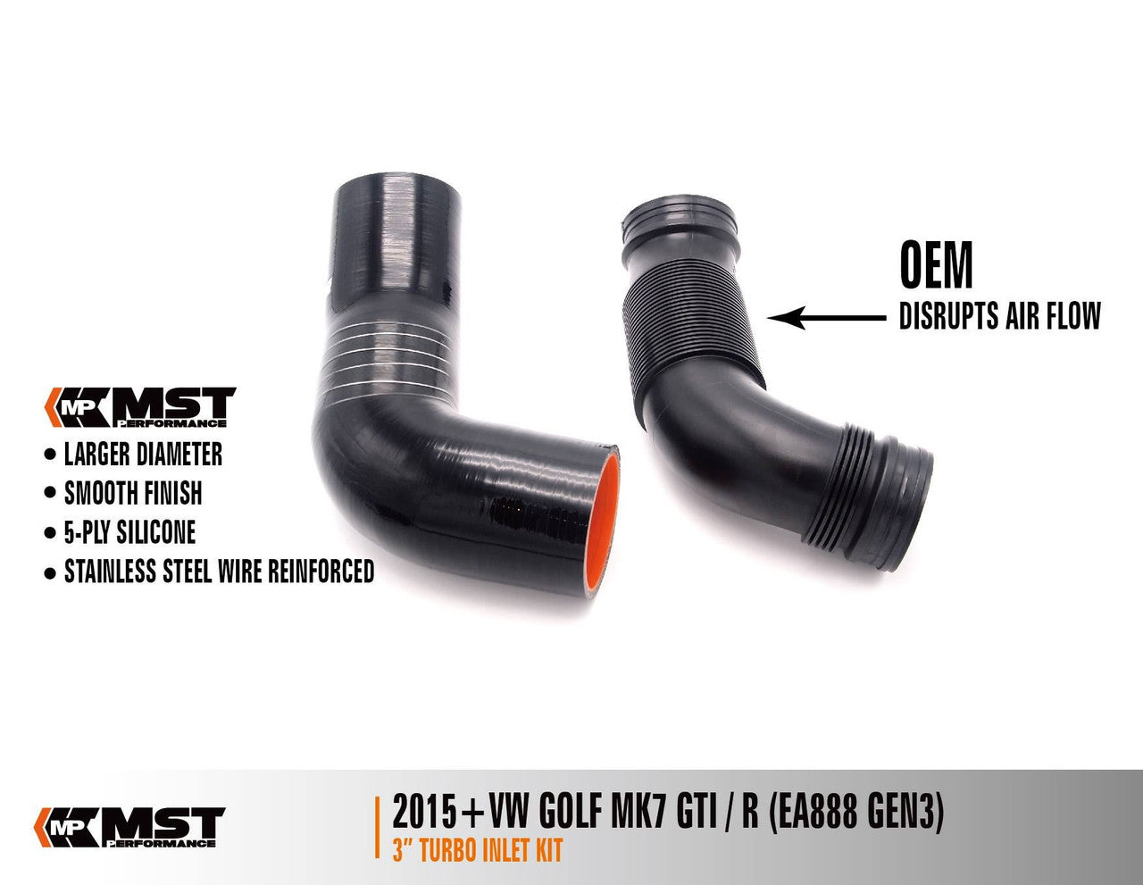 MST Performance Air Intake Hose & Oversize Turbo Inlet Elbow - Audi S3 8V-TTS 8S-SEAT Leon Cupra 5F-VW Golf GTI-R MK7