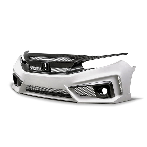 SEIBON TT-STYLE FIBREGLASS - CARBON FIBRE FRONT BUMPER - 2016-2020 HONDA CIVIC SALOON*