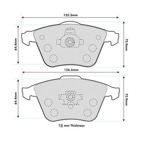 PBS ProTrack Performance Brake Pads (FRONT) - Ford Focus ST MK2