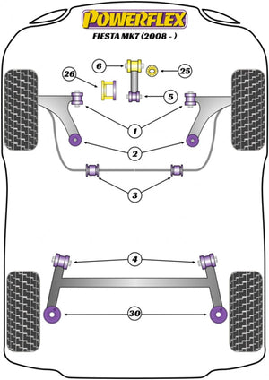 Powerflex Road Series Rear Spring Upper Isolator Bush Kit - Ford Fiesta 1.0L Ecoboost MK7