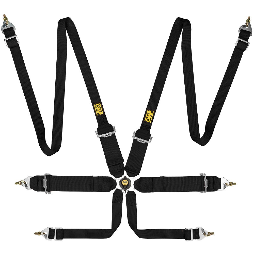 OMP First 6 Point Clip In FHR/HANS Harness (FIA Approved) - Black