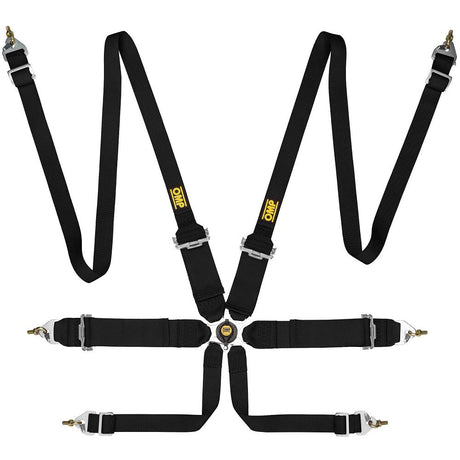 OMP First 6 Point Clip In FHR/HANS Harness (FIA Approved) - Black