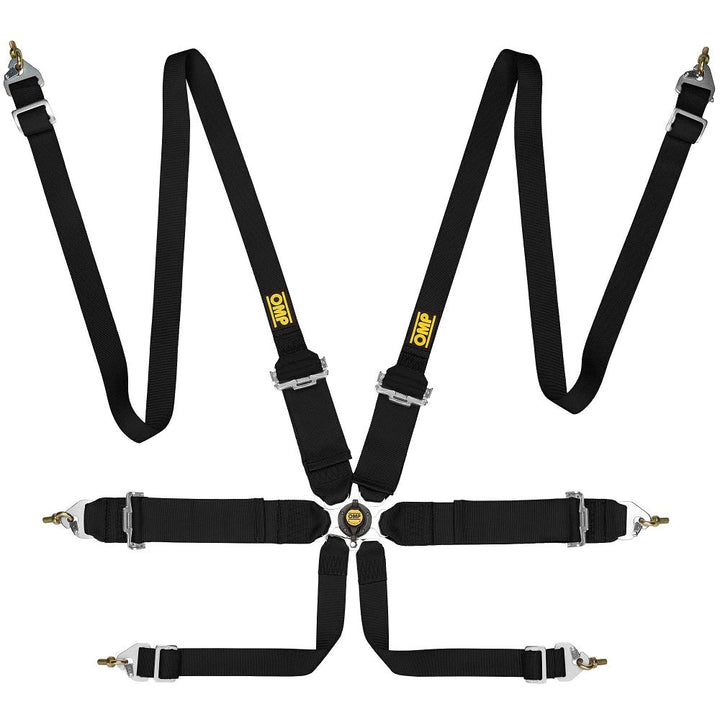OMP First 6 Point Clip In FHR/HANS Harness (FIA Approved) - Black