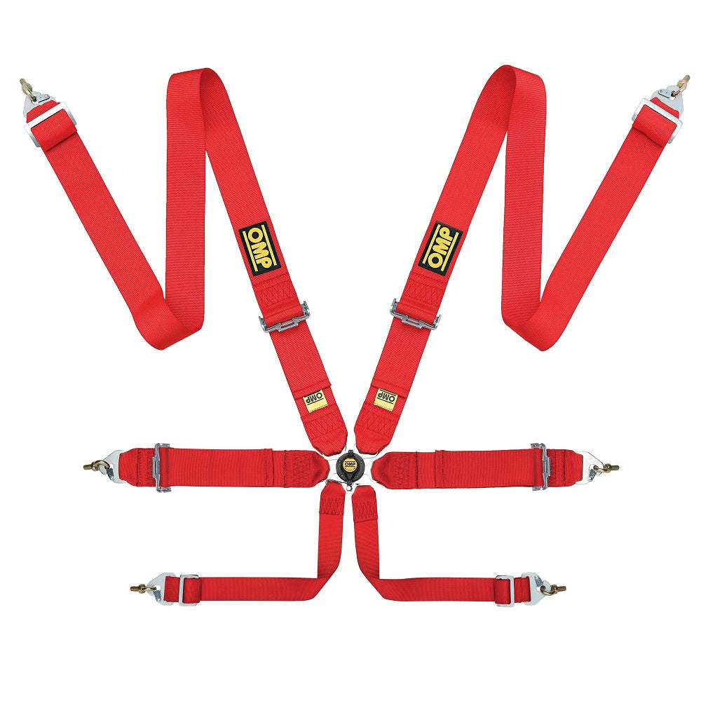 OMP First 3 Saloon 6 Point Clip In Harness (FIA Approved)