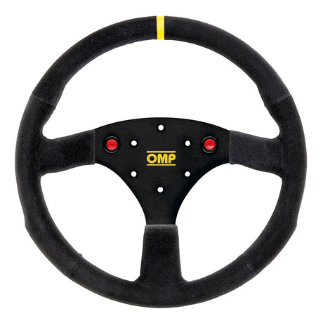OMP 320 ALU S Flat Steering Wheel 320mm Black Suede - Black Spokes - Black Stitching - No Horn