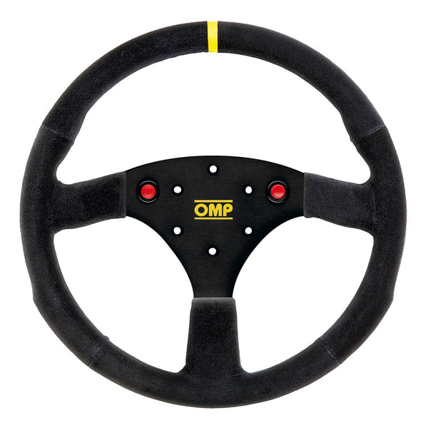 OMP 320 ALU S Flat Steering Wheel 320mm Black Suede - Black Spokes - Black Stitching - No Horn