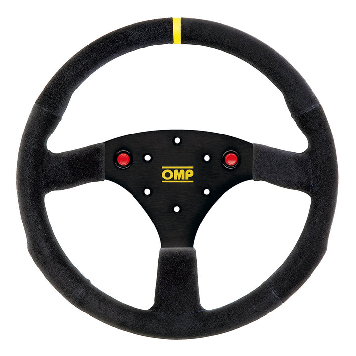 OMP 320 ALU S Flat Steering Wheel 320mm Black Suede - Black Spokes - Black Stitching - No Horn