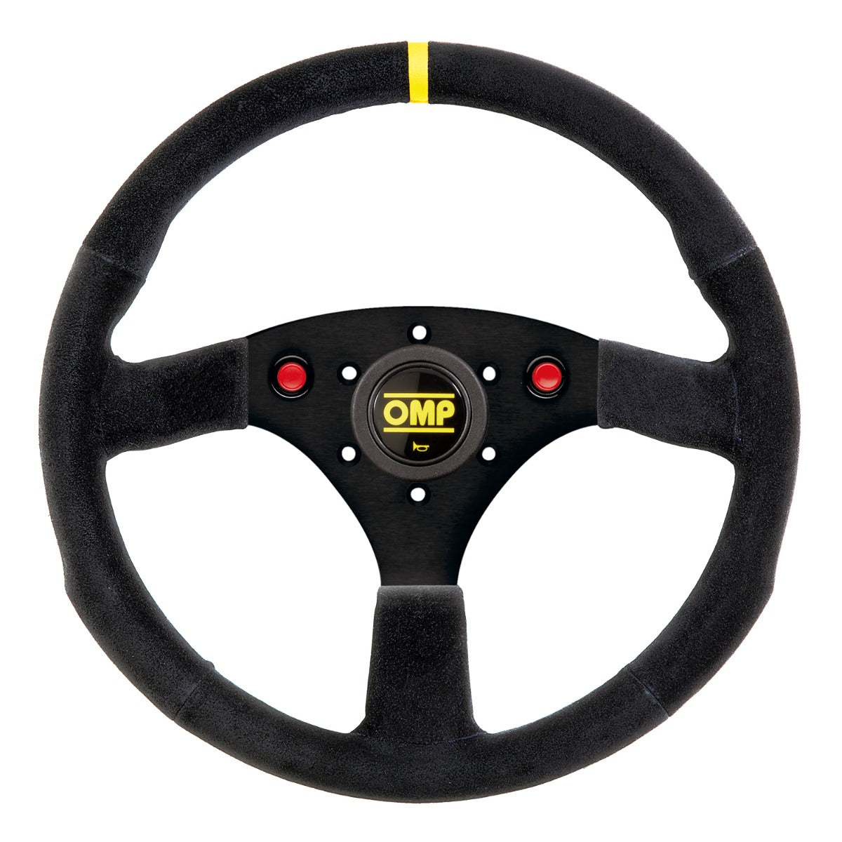 OMP 320 ALU SP Flat Steering Wheel 320mm Black Suede - Black Spokes - Black Stitching - Horn