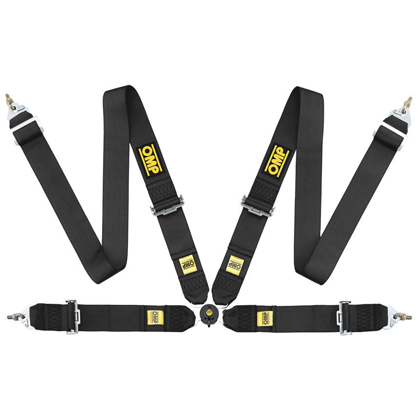 OMP 801F Saloon 4 Point Clip In Harness (FIA Approved) - Black