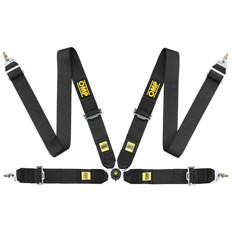 OMP 801F Saloon 4 Point Clip In Harness (FIA Approved) - Black