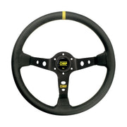 OMP Corsica Deep Dish Steering Wheel Black Leather - Black Spokes