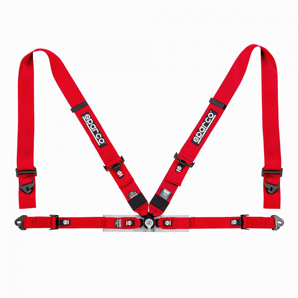 Sparco Club Racer 4 Point Clip In Harness (FIA Approved) - Red
